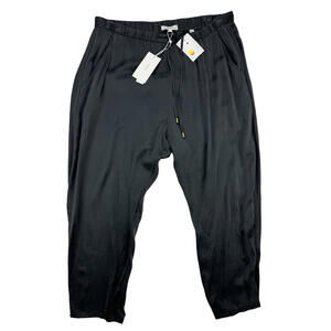 Vince Cropped Silk Drawstring Pants Trousers Grey Size S